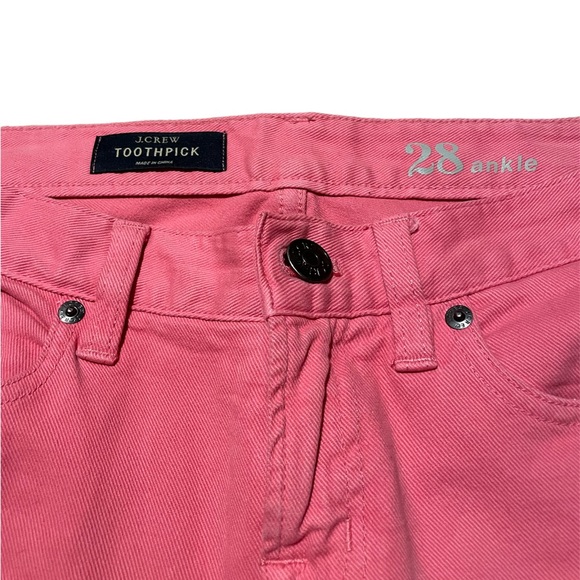 J. Crew Toothpick Ankle Jeans in Salmon Pink Garment Dyed Twill Size 28 - Picture 2 of 7